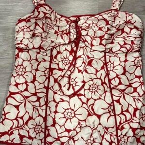 Ann Taylor Red and White Floral Camisole